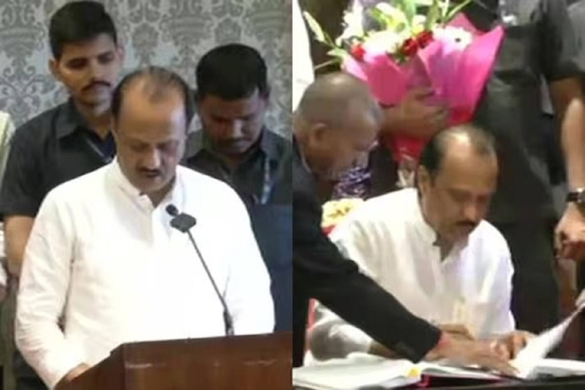 কাকা-ভাইপো বিদ্রোহ! বিজেপির সঙ্গে হাত মিলিয়ে উপমুখ্যমন্ত্রী পদে শপথ অজিতের