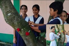 পরিবেশ রক্ষার অভিনব বার্তা! গাছে রাখি বাঁধল ছাত্রীরা