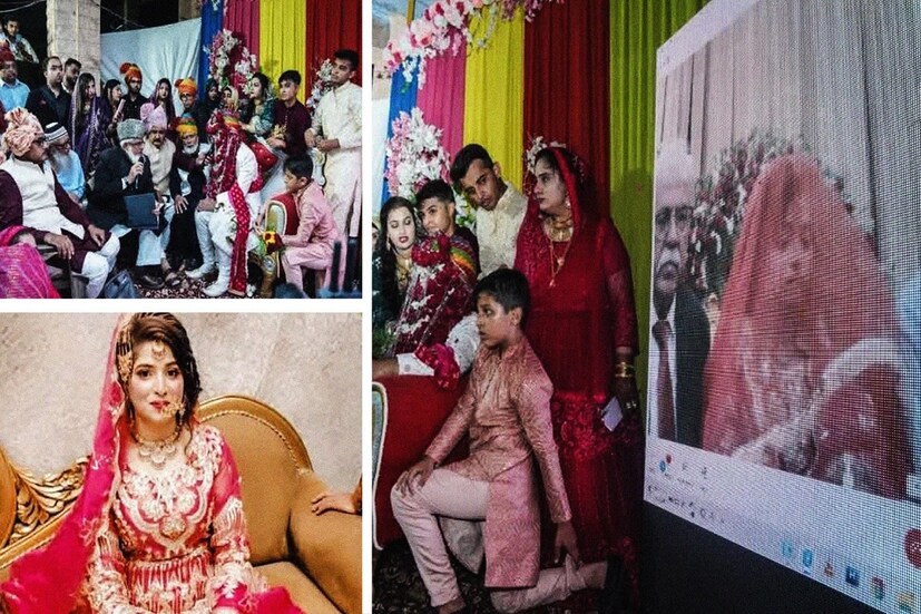  রাজস্থানের যোধপুরের বাসিন্দা আরবাজ আর পাকিস্তানের আমিনা গত বুধবারই নিকাহ সেরেছেন। তা-ও অনলাইনে! আসলে ভিসা জটের কারণেই আটকে ছিল বিয়েটা। যদিও বিয়েটা প্রেমের নয়, সম্পূর্ণ ভাবে দেখাশোনা করেই বিয়ে ঠিক হয়েছিল তাঁদের। এমনটাই জানিয়েছেন স্বয়ং পাত্র। বুধবার রাতেই বসেছিল বহুলচর্চিত সেই বিয়ের আসর। 