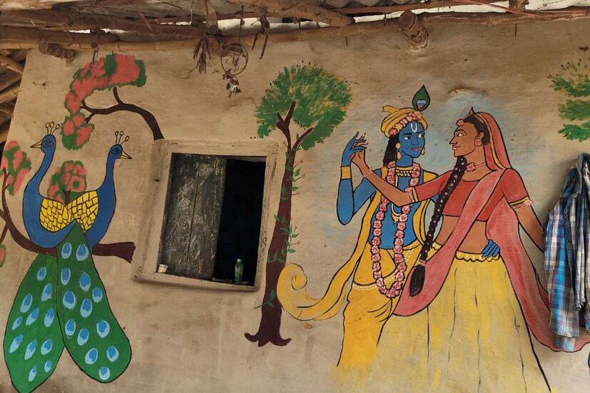 গ্রামের সব বাড়ির দেওয়ালে নানা ছবি আঁকা। সেইসব দেখে ছবিও তুলে নিয়ে যাচ্ছেন পর্যটকরা। পুজোয় কদিনের ছুটিতে ঘুরে আসতে পারেন এই গ্রাম থেকে। (Ranjan Shrivastava)
