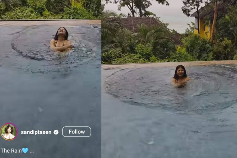 সেখানে দেখা যাচ্ছে, বৃষ্টির তোয়াক্কা না করেই স্যুইমিং পুলে সময় কাটিয়েছেন সন্দীপ্তা। আর অভিনেত্রীকে দেখে মুগ্ধ তাঁর ভক্তরা।