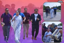 পায়ে হাওয়াই চটি, পরনে নীল পাড় সাদা শাড়ি! মাদ্রিদের রাস্তায় মর্নিং ওয়াকে মমতা