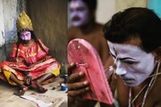 ভোর থেকেই দুর্গা-কালী সাজার ধুম, সামান্য রোজগারে কাটে দিন, বহুরূপী গ্রামের গল্প