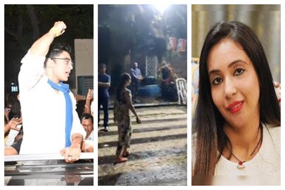 রাজ ভবনের সামনে রুজিরা বন্দ্যোপাধ্যায়৷ 