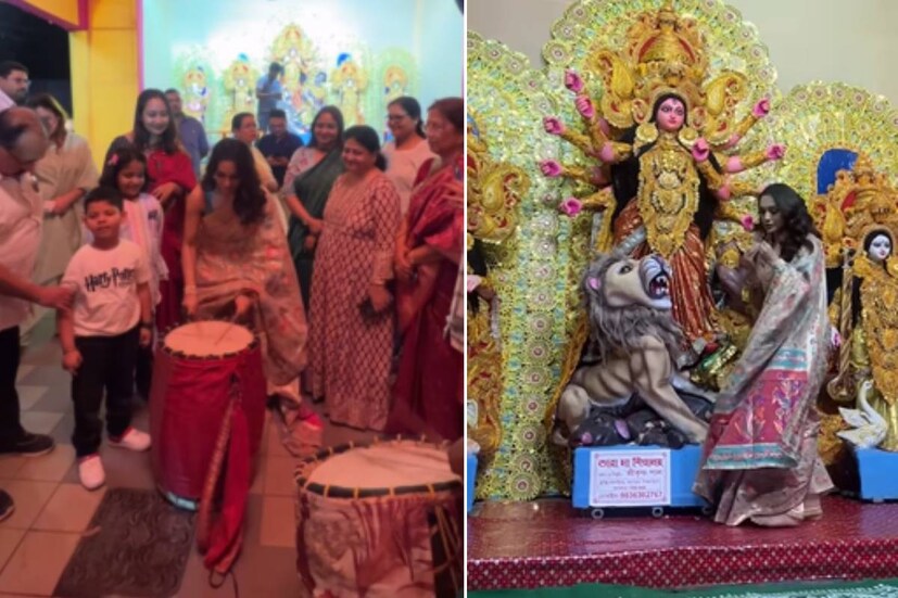কচিকাঁচাদের সঙ্গে ঢাক বাজিয়ে মেতে উঠেছেন মিমি। ছবি পোস্ট করে নায়িকা লিখলেন, ‘অপেক্ষা শেষ, মা এল আমার বাড়ি। শুভ শারদীয়া।’