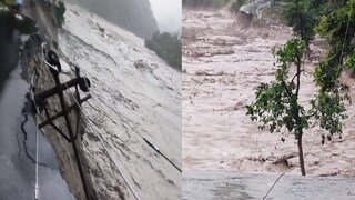বিপদসীমার ওপর দিয়ে বইছে তিস্তা। 