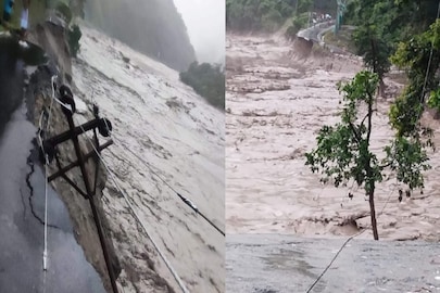 বিপদসীমার ওপর দিয়ে বইছে তিস্তা। 