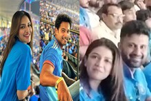 কেবল মাঠে নয়, গ্যালারিতেও চমক! একই দর্শকাসনে নুসরতের প্রাক্তন-বর্তমান যশ-নিখিল
