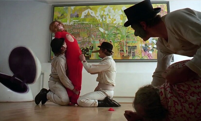 ক্লক ওয়ার্ক অরেঞ্জ (১৯৭১):স্ট্যানলি কুবরিকের এই সিনেমা গ্রেট ব্রিটেনে ২৭ বছর ধরে নিষিদ্ধ ছিল। অত্যধিক মারামারি, পাশবিক ধর্ষণের দৃশ্য থাকায় এই সিনেমাকে কিছুতেই গ্রেট ব্রিটেনে দেখানোর অনুমতি দেওয়া হয়নি। মার্কিন মুলুকে অবশ্য বেশ প্রশংসা কুড়ায় এই সিনেমা। photo source collected