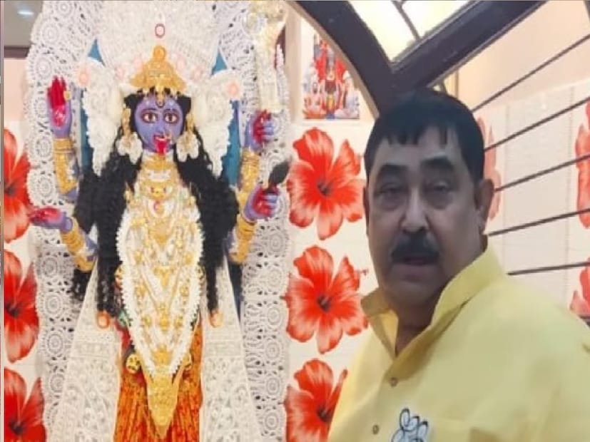 *শুনতে অনেকের কাছে অবাক লাগলেও এটাই সত্যি। বর্তমান বাজারমূল্যে এই গহনার মূল্য তিন কোটি টাকারও বেশি। মুকুট, সীতাহার-সহ নানান ধরনের হার, চেন, চূড়, রতনচূড়, আংটি, চুড়ি, বালা, বাউটি,  বাজুবন্ধ মিলিয়ে ওই বিপুল সোনার গহনা নিজের হাতে কালীকে পড়িয়েছিলেন অনুব্রত মণ্ডল। সংগৃহীত ছবি। 