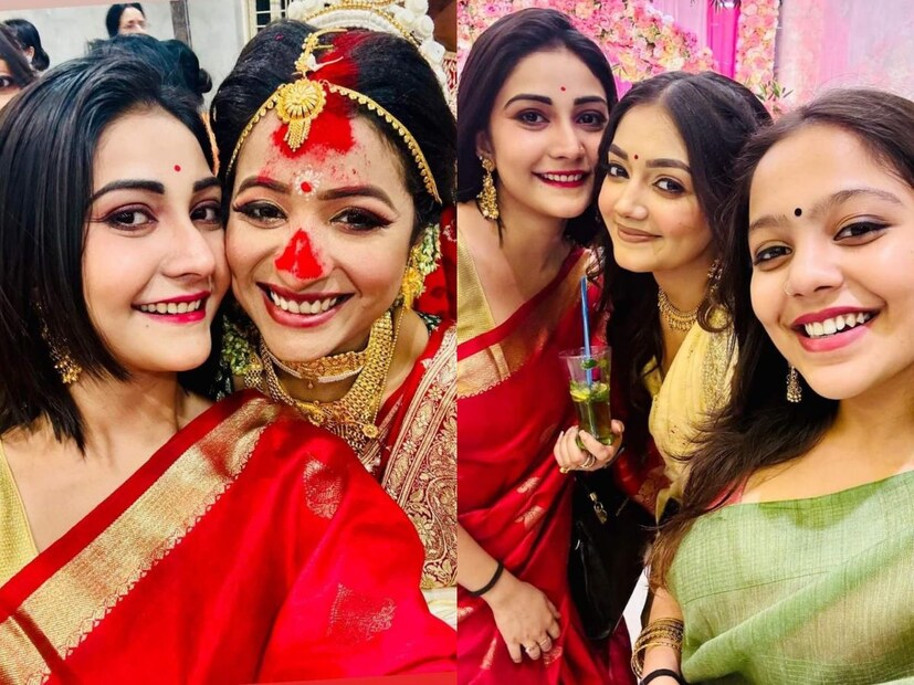 তাঁদের বিয়েতে এসেছিলেন কৌশাম্বী চক্রবর্তীও। স্যোশাল মিডিয়ায় তিনিও ভাগ করে নেন ছবি।