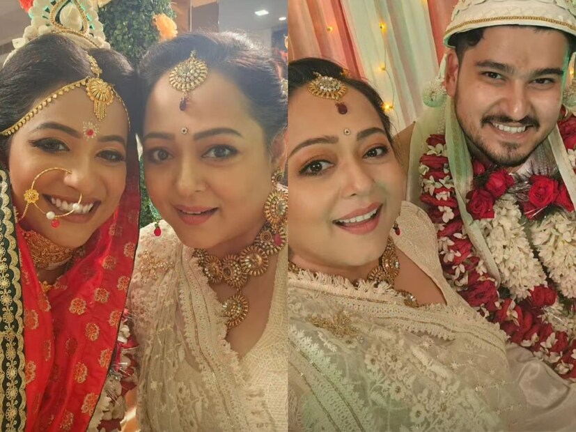 বর-কনের সঙ্গে ছবি তুলে স্যোশাল মিডিয়ায় শেয়ার করেন তিনি। 
