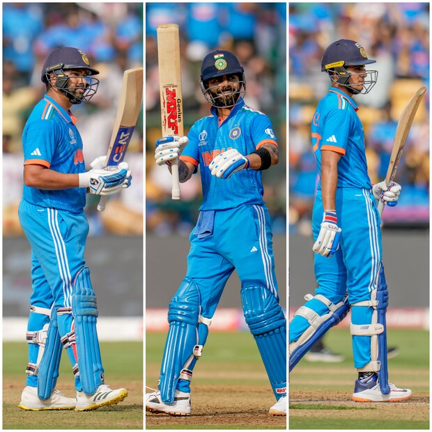সেমি ফাইনালের আগে ডাচদের বিরুদ্ধে ভারতীয় দল ব্যাটিং অনুশীলনটা ভালই সেরে নিয়েছে। টিম ইন্ডিয়ার টপ অর্ডারের প্রথম পাঁচ ব্যাটার সকলেই রান পেয়েছে। কেএল রাহুল ও শ্রেয়স আইয়ার সেঞ্চুরি করার পাশাপাশি হাফ সেঞ্চুরি করেছেন রোহিত শর্মা, বিরাট কোহলি ও শুভমান গিল। (Photo Courtesy- AP)