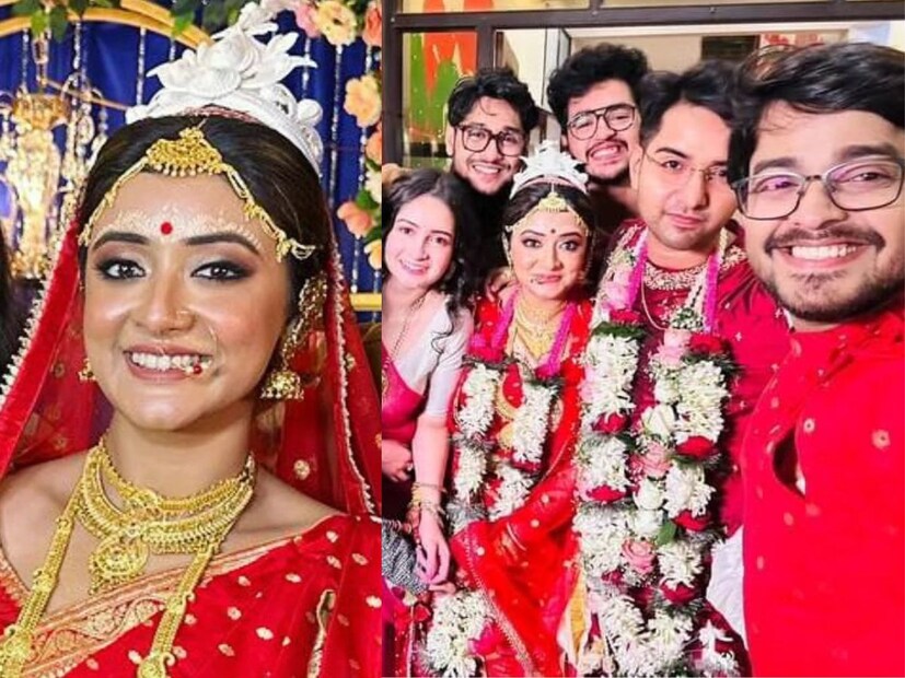 এ দিকে বিয়ের পিঁড়িতে বসেছেন গাঁটছড়ার রুক্মিণী ওরফে শ্রীপর্ণা রায়। শোলাঙ্কি রায় সরে যাওয়ার পর এখানে মুখ্য নায়িকা চরিত্রে অভিনয় করছেন তিনি। সেই বিয়েতেও হাজির ছিল গাঁটছড়ার গোটা টিম৷