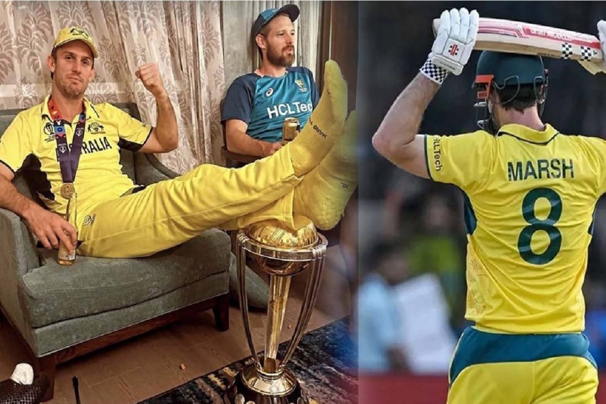 বিশ্বকাপ ট্রফিতে পা তুলে ছবি! ভারতে আর খেলতে পারবেন না মার্শ! থানা-পুলিশ হয়ে গেল