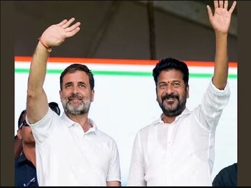 রাহুল গান্ধির সঙ্গে তেলেঙ্গানার নতুন মুখ্যমন্ত্রী রেভান্থ রেড্ডি৷ছবি- পিটিআই