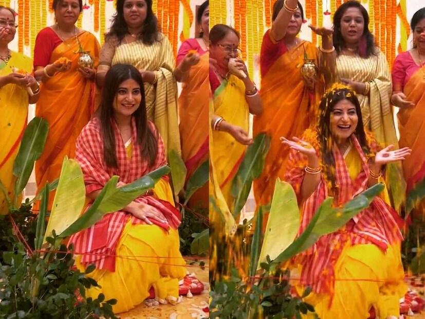 গায়ে হলুদ মাখানোর সময়ে সন্দীপ্তার গায়ে ছিল লাল গামছা। সৌম্যকেও গায়ে হলুদের সময়ে লাল গামছা জড়িয়ে দেওয়া হয়েছে। শেষপর্বে গোলাপের লাল পাপড়ি উড়িয়ে রোমান্টিক করে তোলা হল অনুষ্ঠানটিকে।