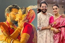 ভালবাসার হাত কাঁধে, গালভরা হাসি! রিসেপশনে অন্য মেজাজে ধরা দিলেন সৌরভ-দর্শনা