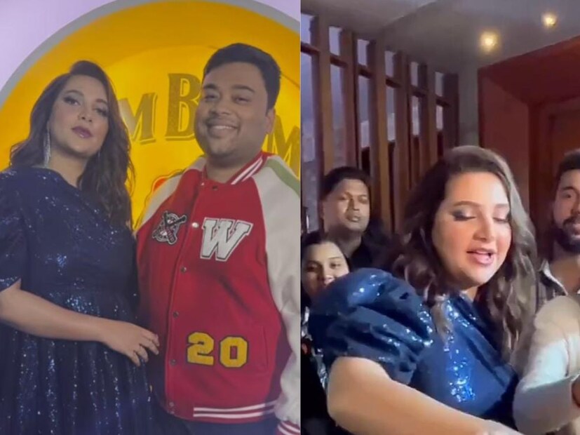 অভিনেত্রীর পরনে ছিল অফশোল্ডার গ্লিটারি ব্লু শর্ট ড্রেস, পায়ে হিল, খোলা চুলে দারুণ দেখাছিল অভিনেত্রীকে। 