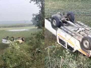 নিয়ন্ত্রণ হারিয়ে নয়নজুলিতে দমকলের গাড়ি