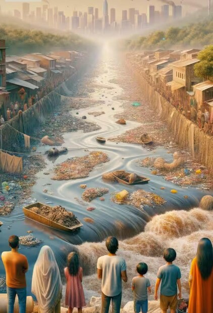ফের দূষণপ্রযুক্তির সবটাই সুখের নয়। দেখা যাচ্ছে, কারখানা থেকে ছাড়া জলে কী ভাবে ভেসে যাচ্ছে বস্তি-এলাকা।