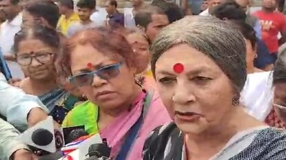 সন্দেশখালিতে বৃন্দা কারাট৷ সন্দেশখালিতে বৃন্দা কারাট৷