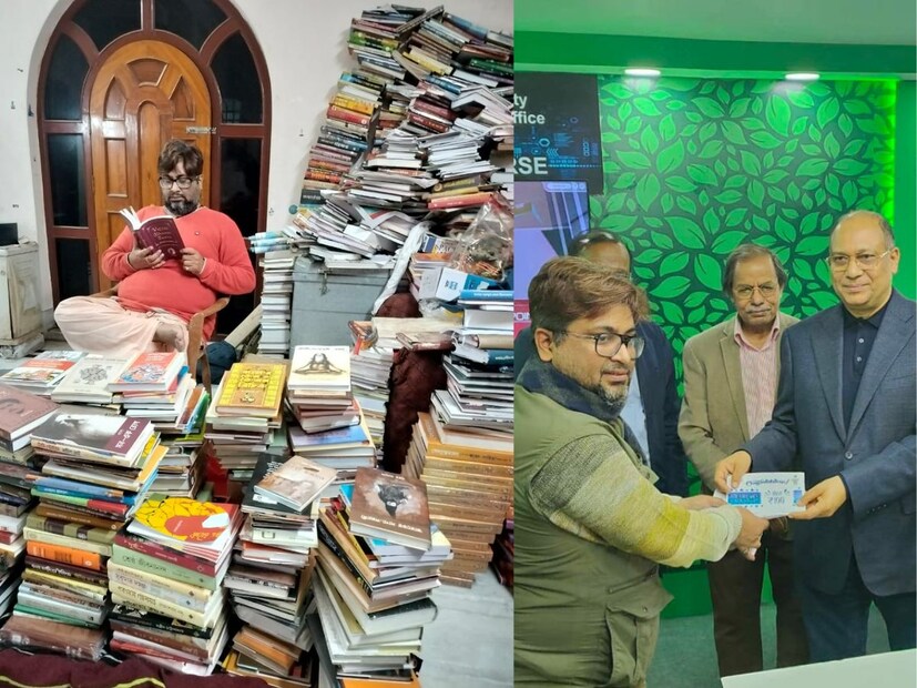 বাড়িতেই প্রায় ৮০০-এর বেশী পড়ুয়াকে নিয়ে চলে ক্লাস। কিন্তু তার মাঝে সময় বের করে নিয়মিত বইমেলায় আসতে ভুলতেন না তিনি ৷ (ছবি-রঞ্জিত সরকার)