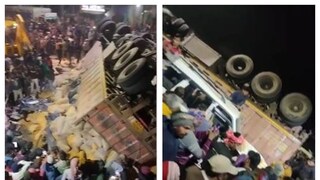 জনবহুল এলাকায় নিয়ন্ত্রণ হারায় ট্রেলারটি৷ 