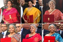 বাজেটের দিন বদলায় শাড়ির রঙ,২০২৪-র বাজেটে বাংলার তসরে নির্মলা,কেন বাছলেন নীল রঙ?
