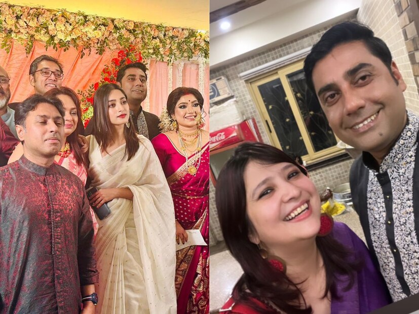 বৃহস্পতিবার ছিল তাঁদের রিসেপসন পর্ব। শতদল-তনজুাকে নতুন জীবনের শুভেচ্ছা জানাতে হাজির হয়েছিল টলিপাড়ার বহু শিল্পীরা। দুজনের কমন বন্ধুকে শুভেচ্ছা জানাতে হাজির প্রাক্তন দম্পতি।