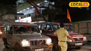 শহরের রাস্তায় পুলিশের গাড়ি