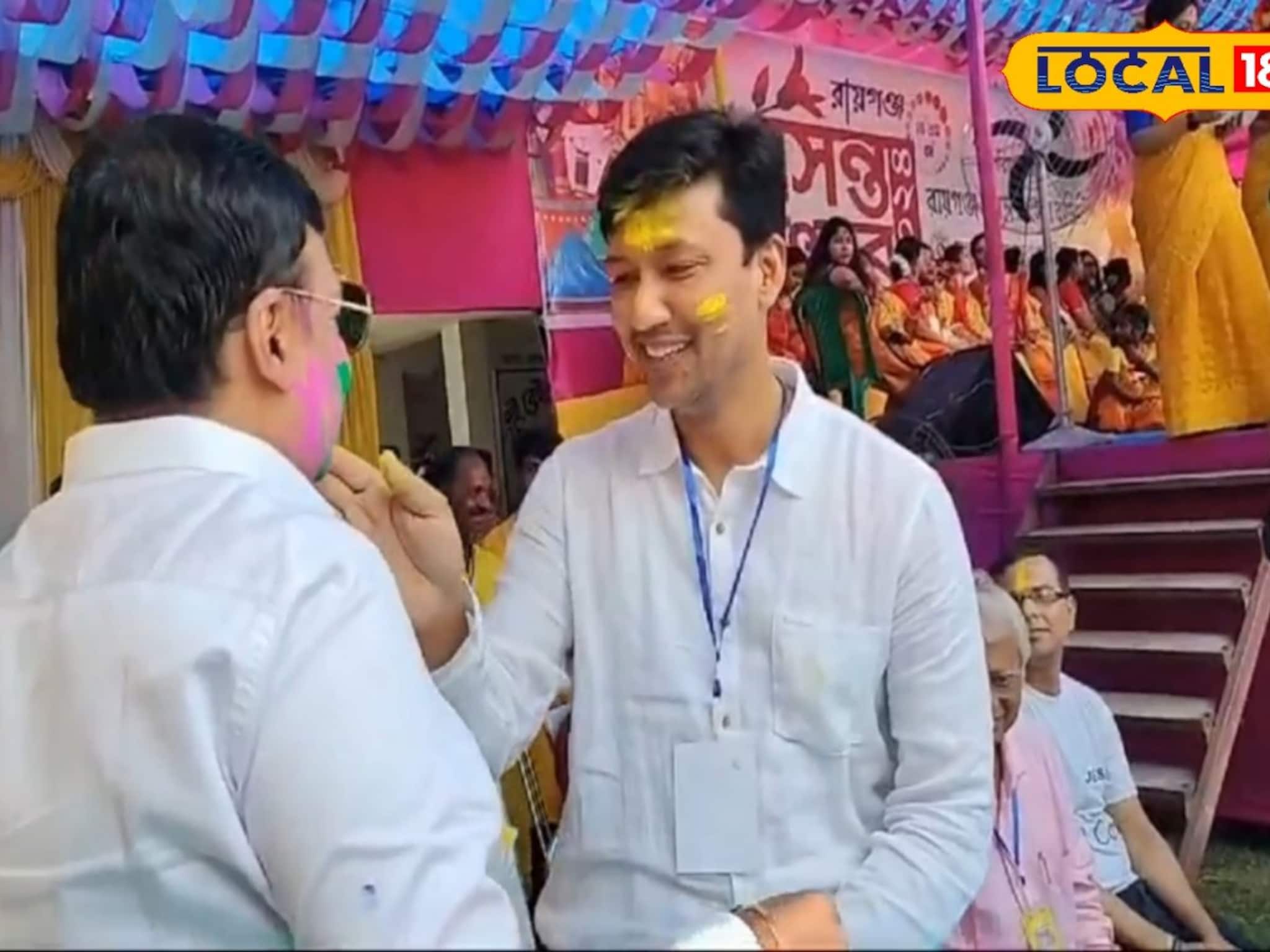 আবিরের রঙে মিলেমিশে গেল রাজনীতির রঙ...বসন্তের উৎসবে আড়াল হল ভোটের উৎসব