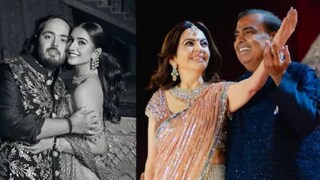 নীতা আম্বানি, মুকেশ আম্বানি, ইশা আম্বানি, শ্লোকা আম্বানি এবং রাধিকার পরনে ছিল বিখ্যাত ডিজাইনার মণীশ মালহোত্রার পোশাক