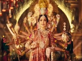 Nita Ambani performs on Vishwambhari Stuti at Anant Ambani's pre-wedding ceremony.