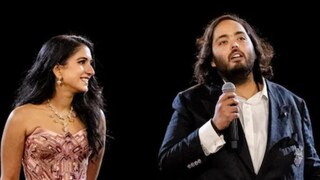 Anant Ambani and Radhika Marchant during their pre-wedding bash in Jamnagar on March 1, 2024. (PTI) Anant Ambani and Radhika Marchant during their pre-wedding bash in Jamnagar on March 1, 2024. (PTI)