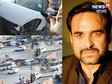 The severity of the crash becomes apparent as the car, bearing registration number WB44D-2899, collides with a divider near Nirsa Market Chowk.