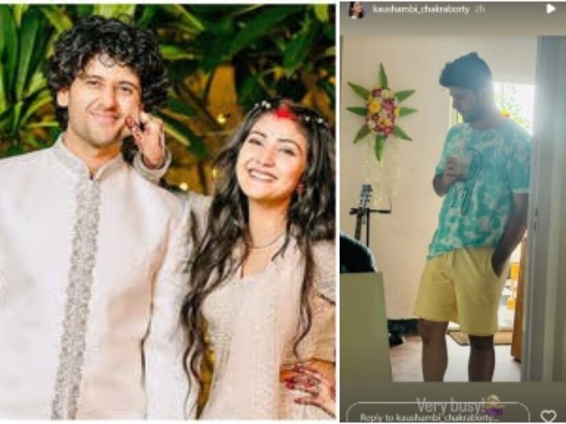 কৌশাম্বির শেয়ার করা ছবিতে দেখা গেছে, নীল রঙের টি-শার্ট এবং হলুদ শর্টস পরে হাতে একটি গ্লাস নিয়ে ছবিতে পোজ দিয়েছেন৷  ছবি দেখে ভালবাসায় ভরিয়ে দিয়েছেন ভক্তরা৷