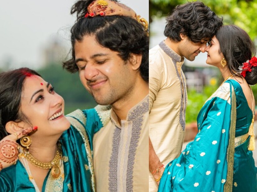 নীল রঙের সিল্কের শাড়ি, গা ভর্তি সোনার গয়না পরে দেখা গিয়েছে কৌশাম্বিকে৷ এবং আদৃত ঘিয়ে রঙের পাঞ্জাবি পরেছেন৷ কৌশাম্বি এই ছবি পোস্ট করে লেখেন- 'শুভ জন্মদিন সোলমেট এবং আমার প্রিয় বন্ধু,তবে মনে রাখবে সেরাটা আসতে এখনও বাকি আছে৷'