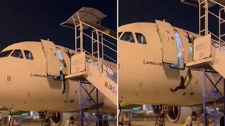 ডিউটিতে থাকাকালীন সিঁড়ি সরতেই বিমান থেকে পড়ে গেলেন কর্মী, ভিডিও ভাইরাল (Photo Source: X) ডিউটিতে থাকাকালীন সিঁড়ি সরতেই বিমান থেকে পড়ে গেলেন কর্মী, ভিডিও ভাইরাল (Photo Source: X)