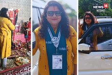 হাসিমুখে ক্যামেরায় 'ফটোসেশন'...! ভোটের সকাল সকাল মন্দিরে পুজো তৃণমূল প্রার্থীর