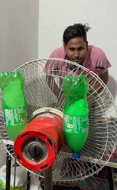 ভাইরাল হওয়া ভিডিওতে দেখা যাচ্ছে স্ট্যান্ড ফ্যানে বালতি, মোটর, পাইপ, বক্স, খুস স্ট্রিপও ব্যবহার করা হয়েছে। এই সব মিলিয়ে এটিকে এয়ার কুলারের মতো চলতে দেখানো হয়েছে। বৈদ্যুতিক যোগে কীভাবে ফ্যানকে শীতল করা যায় তা ব্যাখ্যা করা হয়েছে। কিভাবে ফ্যান দিয়ে হিম শীতল বাতাস করা যায় তা বোঝানো হয়েছে৷ ফলে কিভাবে সস্তায় এসি সিস্টেম প্রস্তুত করা যায়, তা জানিয়ে দেওয়া হয়েছে৷