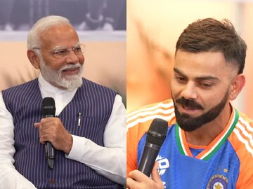 PM Narendra Modi (left) speaks with Virat Kohli. (Screengrab)