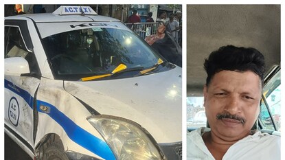 এই ট্যাক্সি বাঁচাতে গিয়ে প্রাণ যায় মহম্মদ ফিরোজের (ডান দিকে)৷ এই ট্যাক্সি বাঁচাতে গিয়ে প্রাণ যায় মহম্মদ ফিরোজের (ডান দিকে)৷