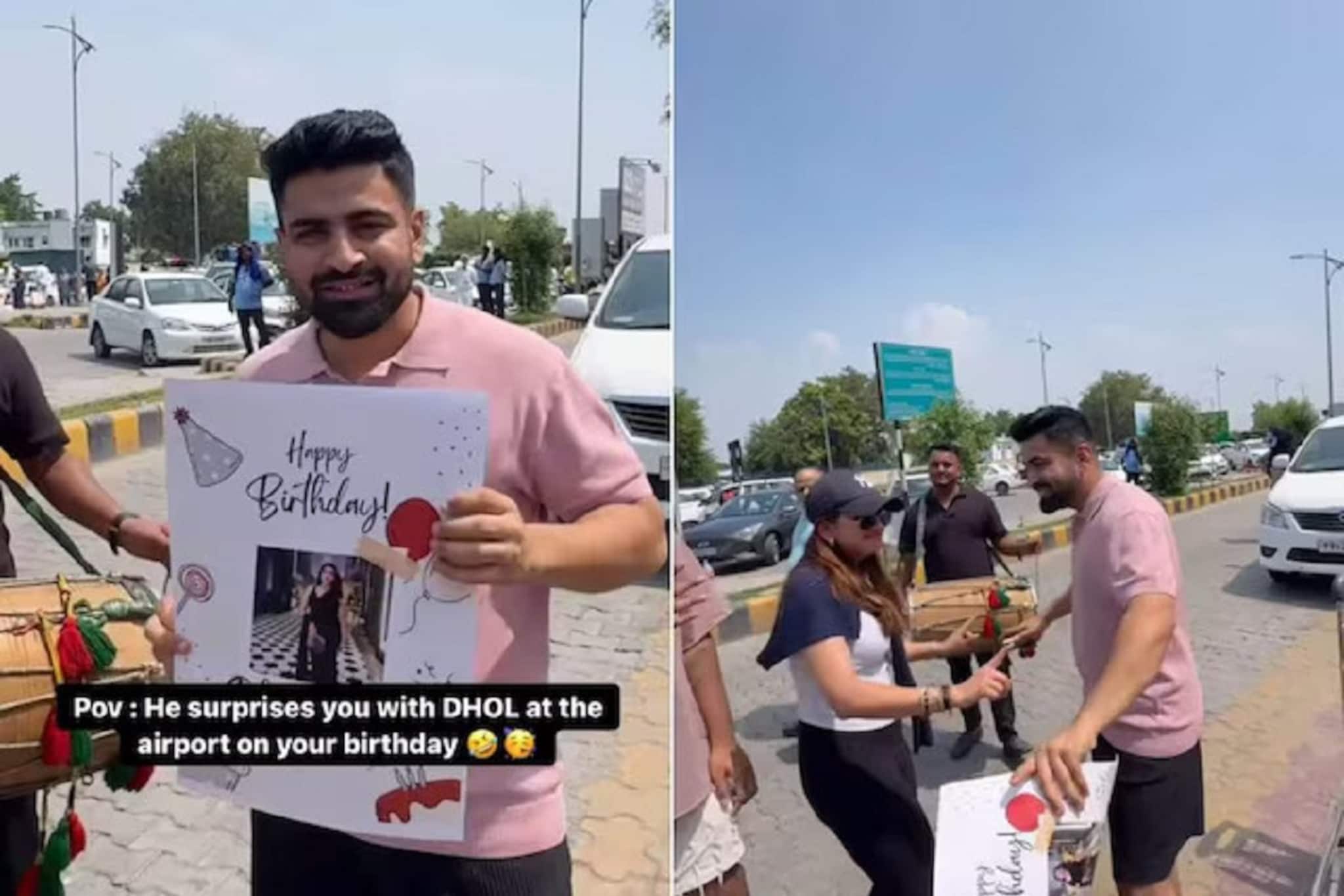 প্রেমিকার জন্য ঢোল নিয়ে বিমানবন্দরে যুবক, ভিডিও দেখে আনন্দে ভাসল নেটপাড়া