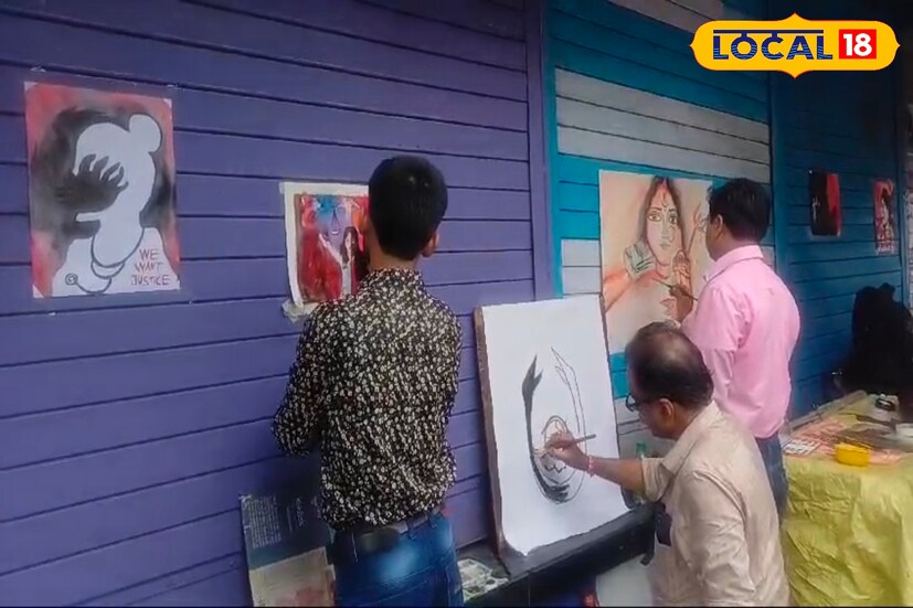 আসানসোলের রবীন্দ্রভবনে শিল্পীরা একজোট হয়েছিলেন। মঙ্গলবারের বৃষ্টি উপেক্ষা করে তারা সাদা কাগজে ফুটিয়ে তুলেছেন নিজেদের প্রতিভা। নীরব ছবিগুলি সেখানে নারীশক্তির কথা বলছে।