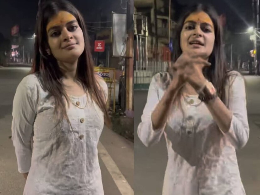 নিশুতি রাতের রাস্তা। একা ঘুরে বেড়াচ্ছেন মধুমিতা সরকার। পরনে সাদা সালোয়ার। কপালে তিলক। মন্দিরে ঈশ্বর দর্শন করলে অভিনেত্রী।
