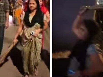 ভিডিওতে দেখা যায় একদল মহিলা ঝাঁটা হাতে মদ্যপদের দিকে তেড়ে যায়৷