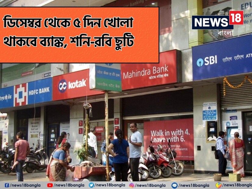 সপ্তাহে ৫ দিন কাজ। শনি ও রবিবার ছুটি। দীর্ঘদিন ধরেই এই দাবি জানিয়ে আসছেন ব্যাঙ্ক কর্মীরা। অবশেষে তাতে সীলমোহর পড়তে চলেছে। জানা গিয়েছে, চলতি বছরের ডিসেম্বরের মধ্যে ব্যাঙ্কের শাখাগুলিতে সপ্তাহে ৫ দিন কাজের প্রস্তাবে অনুমোদন দিতে চলেছে অর্থ মন্ত্রক।