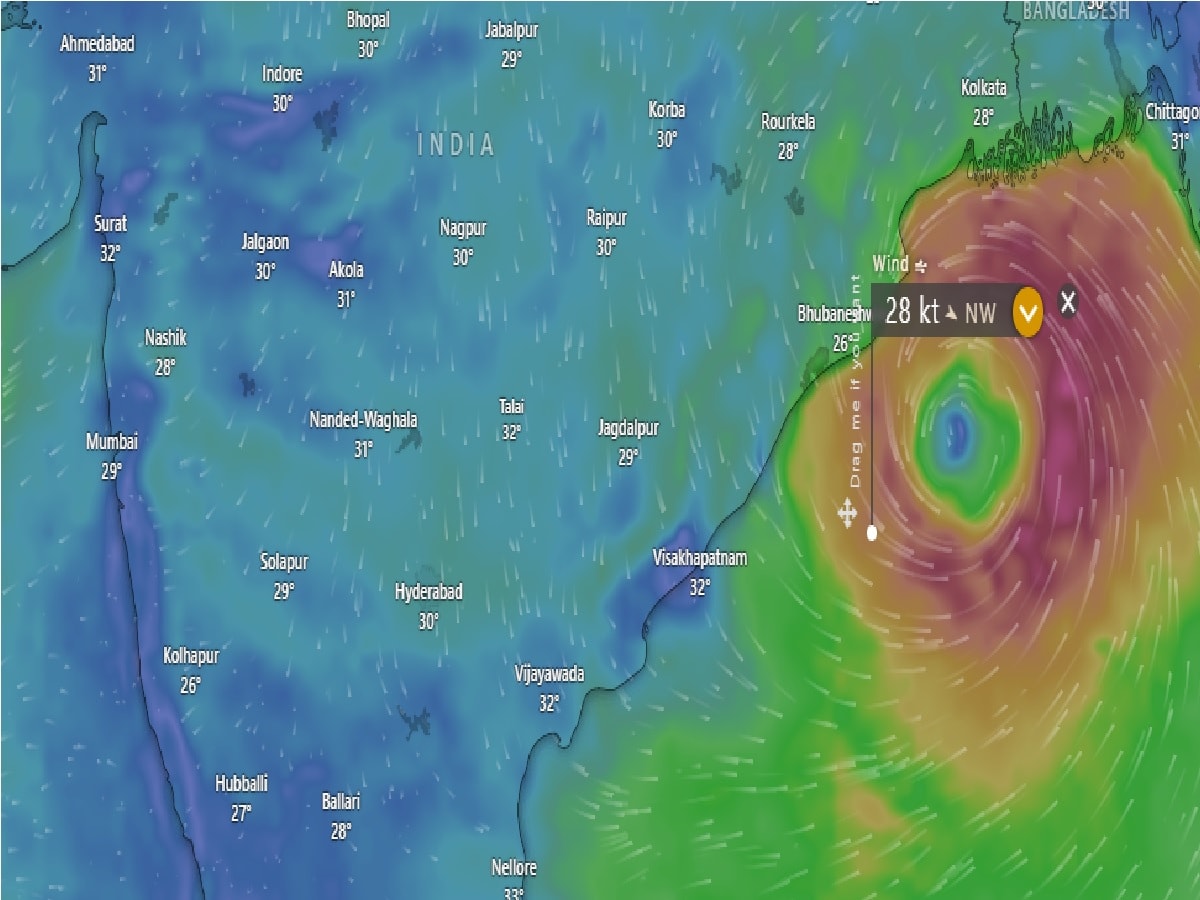 এই ঝড়ের গতি হবে ১০০ থেকে ১১০ কিমি প্রতি ঘণ্টা গতিতে ঝাঁপিয়ে পড়বে৷ এই ঝড়ের গাস্টিং স্পিড হবে ১২০ কিমি প্রতি ঘণ্টা৷ Photo Courtesy- Windy 