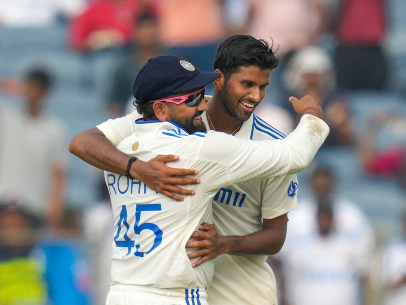 ২৩.১ ওভার বল করে ৪টি মেডেন ৫৯ রান দিয়ে ৭ উইকেট নেন ওয়াশিংটন সুন্দর। এটিই তার টেস্ট কেরিয়ারে সেরা পারফরম্যান্স। একইসঙ্গে সঠিক প্রমাণ করেছেন রোহিত শর্মা ও গম্ভীরের তাঁকে প্রথম একাদশে খেলানোর সিদ্ধান্তকে।  (Photo Courtesy- AP)